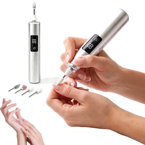 Professional Electric Nail Polisher | 35000 RPM Cordless Rechargeable Nail Drill Kit with LCD Display, Ceramic Nail Bit Home Travel Use