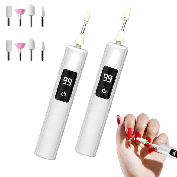 Professional Electric Nail Polisher, Cordless Rechargeable Nail Drill Machine with LCD Display, 4 Nail Bits, for Buffing, Gel Removal, Home Salon Use (2set)
