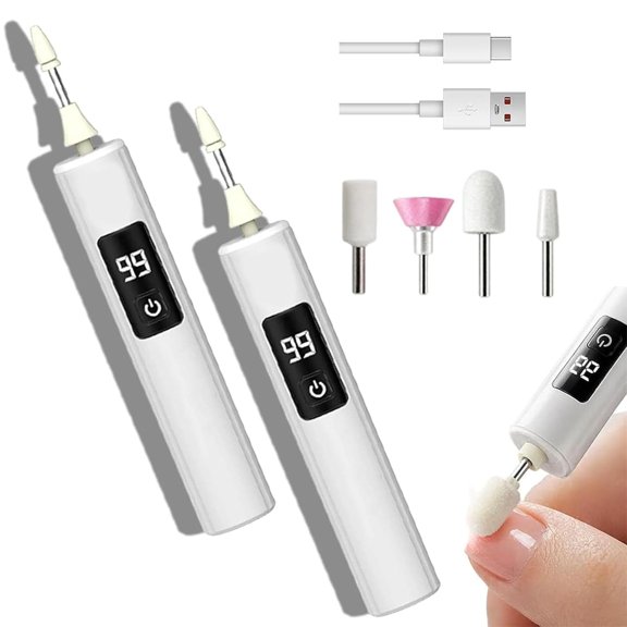 Professional Electric Nail Polisher, Electric Nail Nile Cordless, Rechargeable E File with 4 Drill Bits, Digital LCD Speed Display, Low Noise Ergonomic (2pcs)