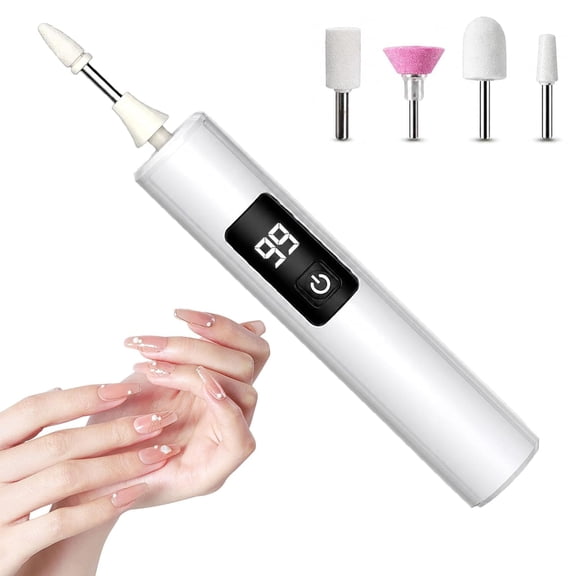 Professional Electric Nail Polisher Smooths Thick Nails, Cordless Nail File Machine 4 Heads for Thick Nails, Shaping, Smoothing, Buffing, Polishing, Manicure Pedicure Tool