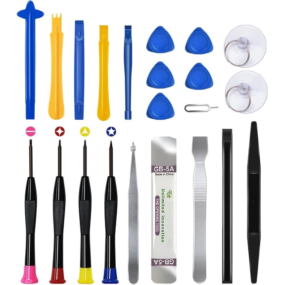 Professional Electronics Pry Tool Repair Kit with Plastic & Metal 22 Piece Multi-Function Set, for Cellphone, iPhone, Laptops, Tablets - Pry Open, Replace Screen, Battery and More
