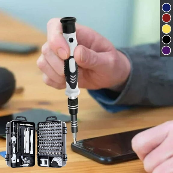 Professional Electronics Repair Kit 115-Piece Magnetic Screwdriver Set with Ergonomic Grip for Phone Laptop Console Precision Maintenance and DIY Projects FAJHHA | Black