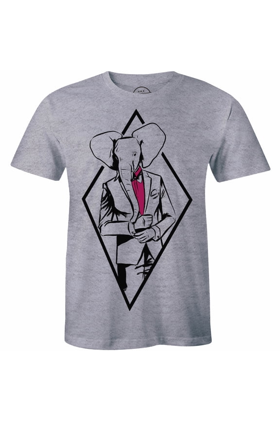 Professional Elephant In Suit Printed Men Formal Funny Cute Half Animal T-Shirt
