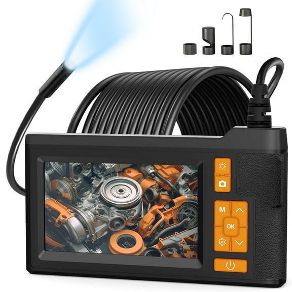YANWEN Endoscope Camera Borescope with 8 LED Lights 4.3" IPS Screen, IP67 Waterproof, 16.5ft Cable 2000mAh