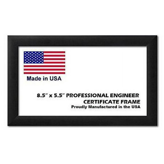 Professional Engineer License Certificate Wood Frame - 8.5 x 5.5 inches - Black Wood