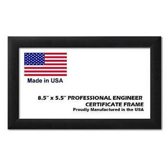 Professional Engineer License Certificate Wood Frame - 8.5 x 5.5 inches - Black Wood