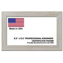 Professional Engineer License Certificate Wood Frame - 8.5 x 5.5 inches - White Wash Wood