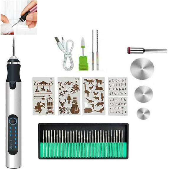 Professional Engraving Pen: 37 Bits 3-Speed USB Rechargeable Cordless Rotary Engraver, Suitable for 50+ Surfaces (Metal Wood Glass Plastic) – Portable for DIY Crafts Silver