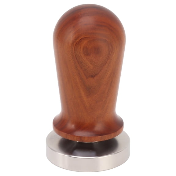 Professional Espresso Tamper 53mm / 2.1 in Stainless Steel Flat Base Hand-Press Coffee Powder Compressor Wooden Handle Barista Tool