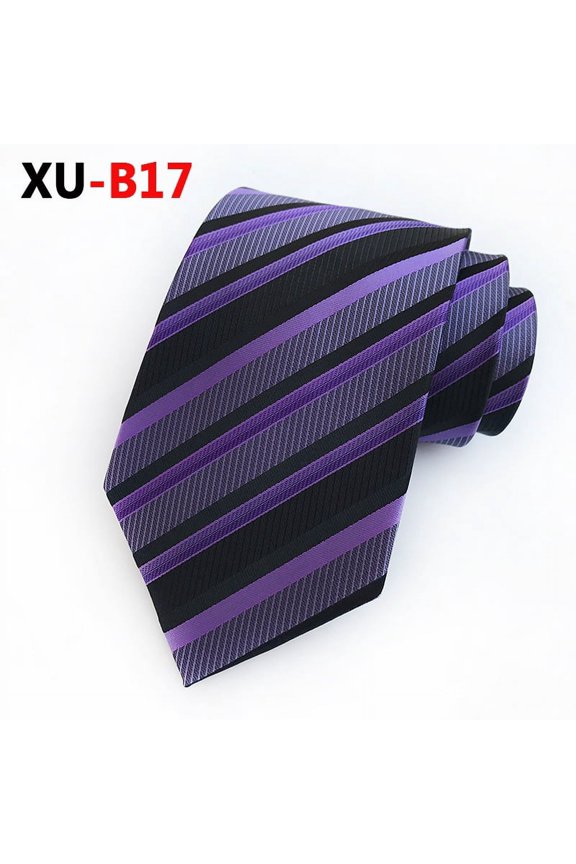 Professional Essential Men's Classic Necktie 1 Pack, Blending Silk and Polyester for Comfort and a Rich Woven Jacquard Striped Design for Formal Office Presentations