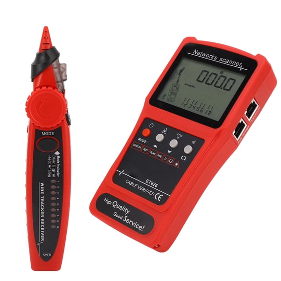 Professional Ethernet Cable Tester and Reliable Wire Locator Kit for CAT5 CAT6 Networks with Premium Red Light Pen, Advanced POE Circuit Diagnostics and Fault Locator - 9.84x6.69x2.36 In / 25x17x6 cm
