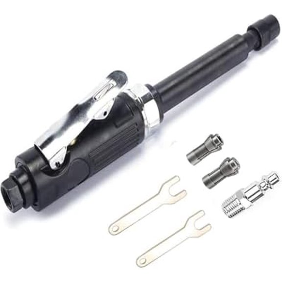 Professional Extended-Length Pneumatic Grinder 11-inch long shaft design with dual collet chuck 22,000 RPM high-speed grinding for tight-space applications$$Tools & Hardware Other