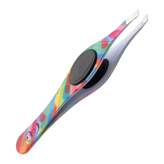 Professional Eyebrow Tweezers – Precision Ultra Sharp Tweezers for Facial Hair Removal for Women and Men – Stainless Steel Slant Tip - Tweezer has No-slip Silicone Grip (Rainbow)