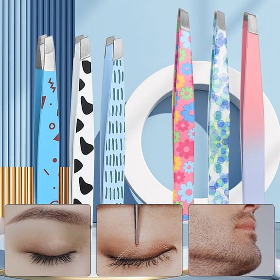 Professional Eyebrow Tweezers Stainless Steel Slanted Eyebrow Clips Makeup Tools