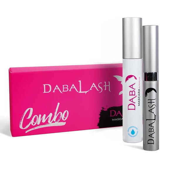 DABALASH Waterproof Combo – Professional Eyelash & Eyebrow Growth Serum with Waterproof Mascara – Enhances the Look of Naturally Longer, Fuller & Thicker Lashes and Brows – 0.18 oz & 0.45 oz