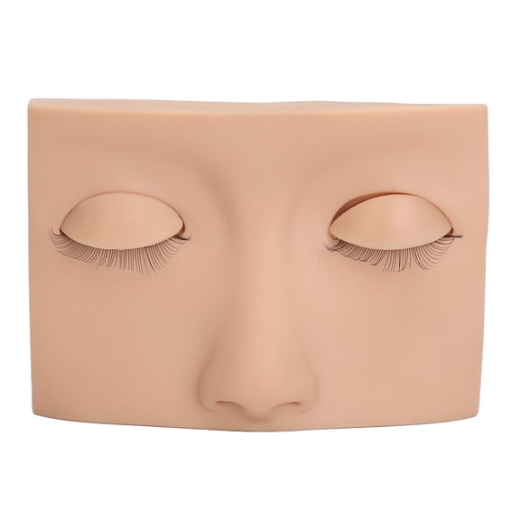 Professional Eyelash Extension Mannequin Head Practice Makeup Face with 6 Pairs Replacement Eyelids Dual and Single Layer Lashes Kit Skin Color for Lash Training