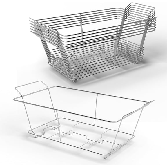 Professional Fixed Chafing Wire Rack: Heavy Duty Plated Steel Chafer Stand for Full Size & Half Size Steam Table Pans, Industry Compatible, Stackable for Catering & Banquets