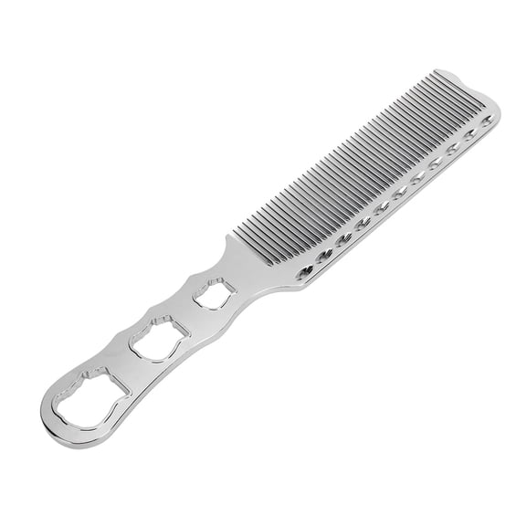 Professional Flat Top Clipper Hair Cutting Comb for Stylists Barber Aluminum Fine Tooth Metal Comb Silver Dual Unit 9.4 Inches / 24 cm