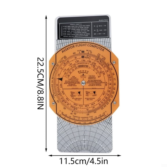 Professional Flight Planning Ruler with 360 Degree Rotating Dial, Clear Aviation Navigation Plotter for Student Pilot Training and Military Flight Path Calculation