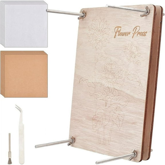 Professional Flower Press Kit 8 Layers 27.5x27.5cm Flower Pattern Large Wooden Flower Press Kit DIY Dried Flowers Crafts DIY Pressed Preservation Kit Nice Gift