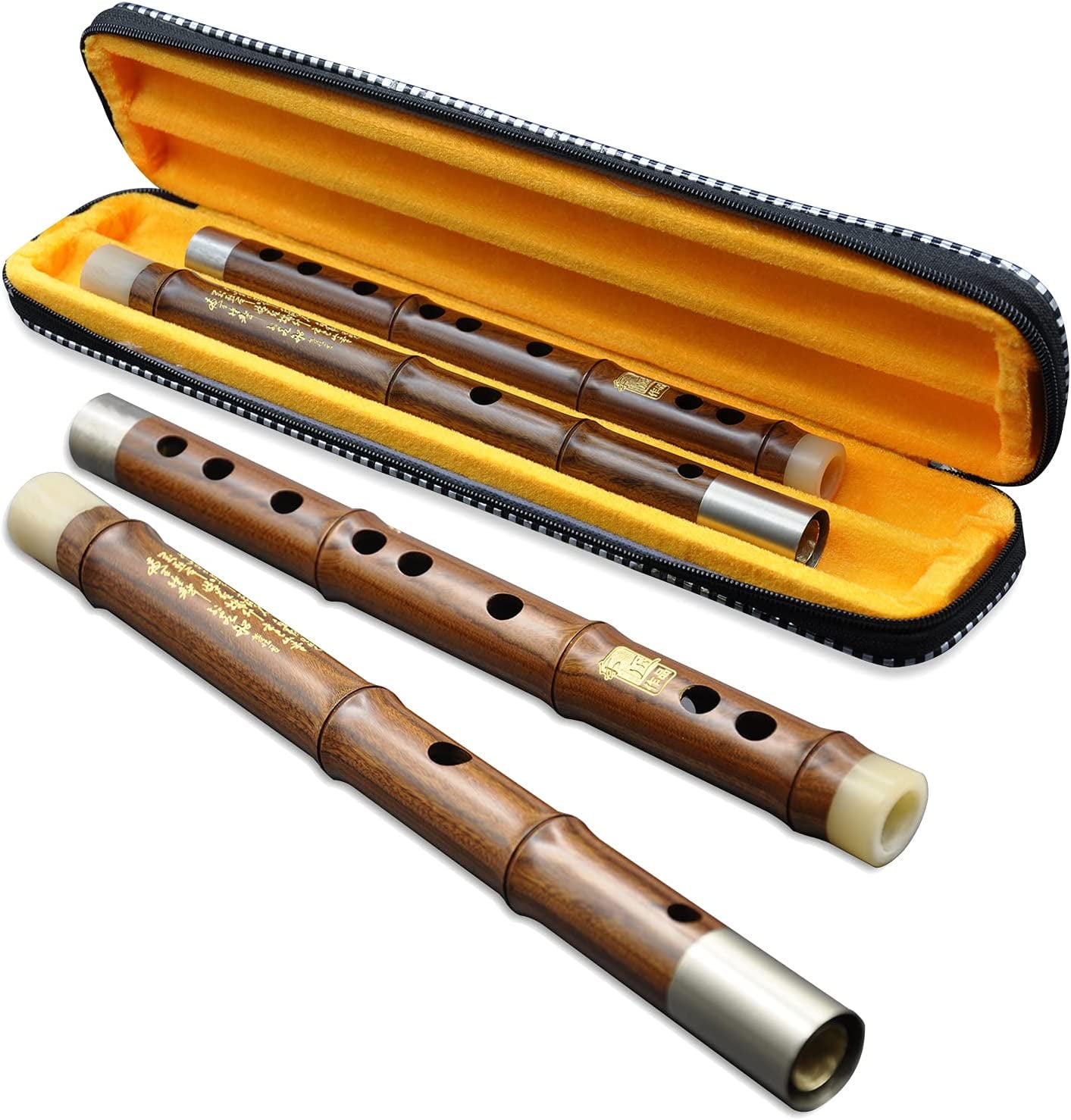 Flûte Chinoise Dizi En Bambou Amer 8 Ans - Clé De F, Deux Sections Avec étui, Pour Débutants Et Musiciens