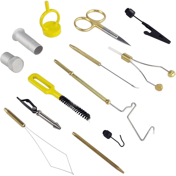 Professional Fly Tying Tool Kit, 10-in-1 Complete Set with Ceramic Bobbin, Whip Finisher, Scissors, Stainless Steel Tools, Black Storage Case