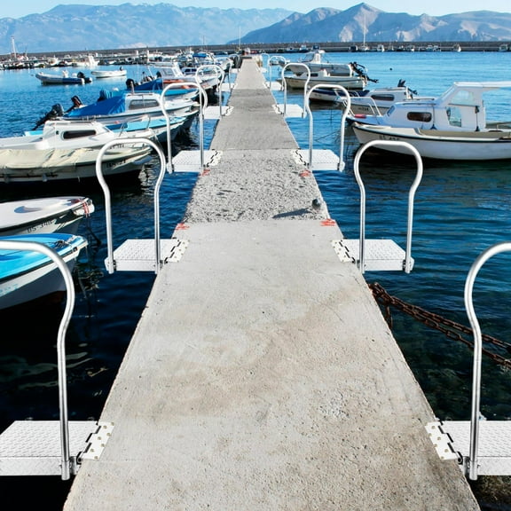 Professional Folding Boat Boarding Plat Form, Dock Extension Ramp with Handrail for Boat Lifts