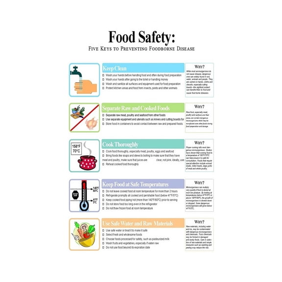 Professional Food Safety Rules Poster Kitchen Regulations Sign for Restaurant Cafe Bakery Commercial Kitchen Wall Decor