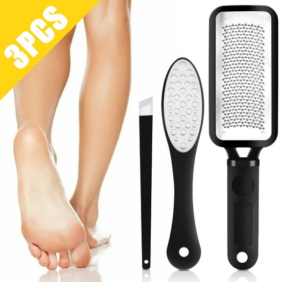 Professional Foot File Callus Remover, Colossal Foot Rasp Stainless Steel and Dual Sided Foot File with Pedicure Knife, 3pcs Pedicure Foot File Set for Dead/Hard Skin, Foot Scrubber Pedicure Tools