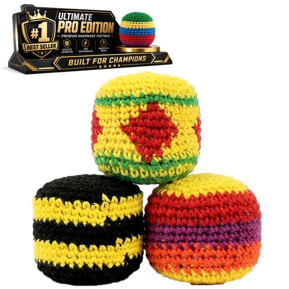 Professional Footbags Bundle, Handmade Soft Kick Sacks Featuring Geometric Patterns, Multicolor Filled Accessories for Adults, Children, Street Games, Recreation
