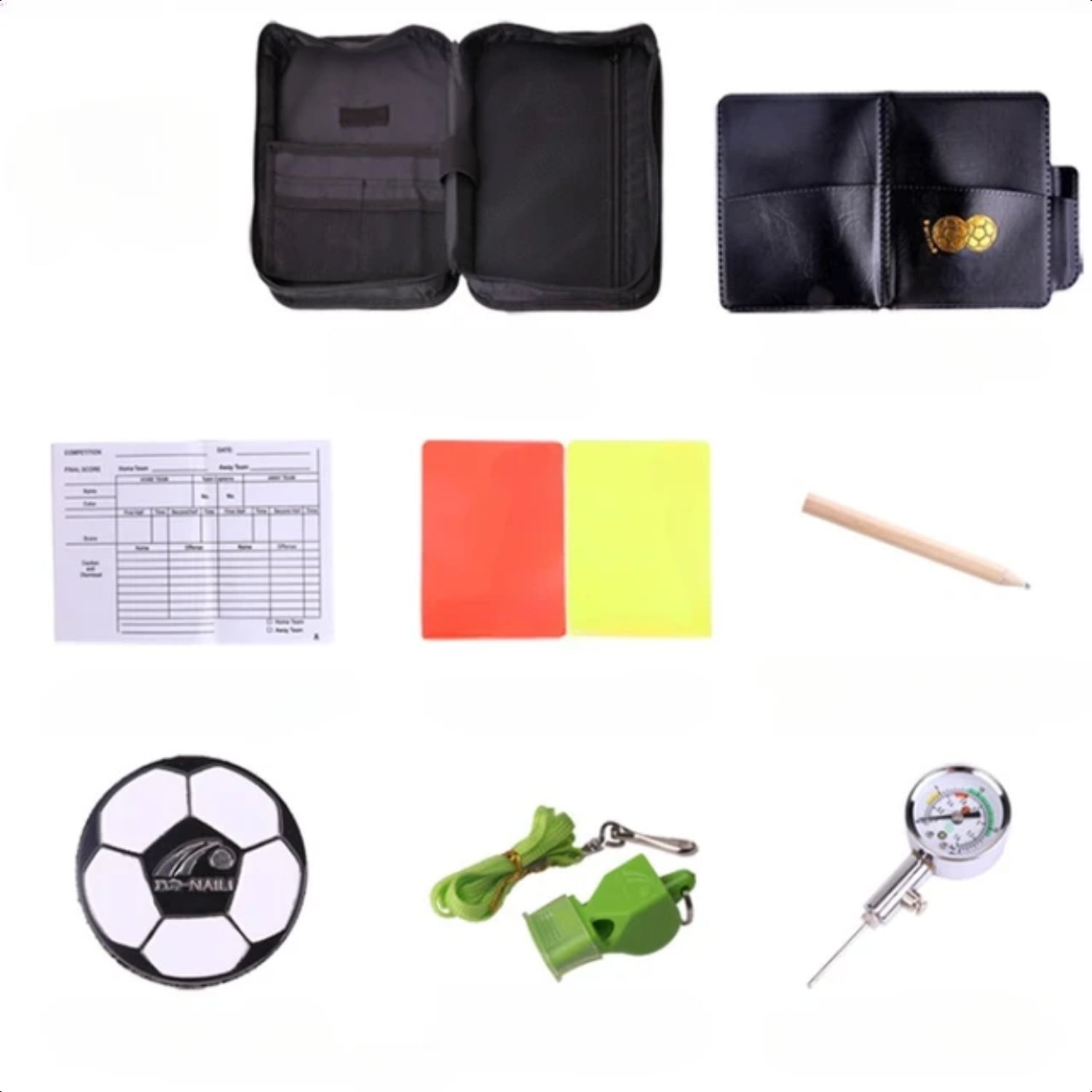 Professional Football Referee Bag with Whistle Vibrant Red and Yellow