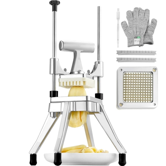 Professional French Fry Cutter & Vegetable Dicer - Kattex 1/4" Stainless Steel Blade for Potato, Mushroom, Peppers - Heavy Duty