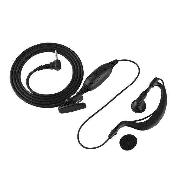 Professional G Shaped Single Pin Walkie Talkie Headset for Two Way Radio, 47.2 inches / 120 cm Cable Length, Compatible with Motorola EM, MR, MH, MB, MC, MJ, SX, FR, FV, TLKR Series, Black