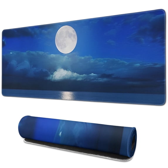 Professional Gaming Experience with SciFi Space Moon Mouse Pad: Extended, Stitched Edges, Anti-Slip Rubber Base, Large Keyboard Desk Mat for Gamers, Home Office, 31.5x11.8 Inch