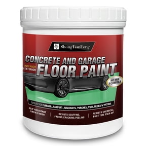 Professional Garage Floor Coating Kit (1 Gallon, Light Green) | Polycuramine Acrylic Epoxy for Concrete | Interior Garages, Basements, Workshops | High Gloss, Durable
