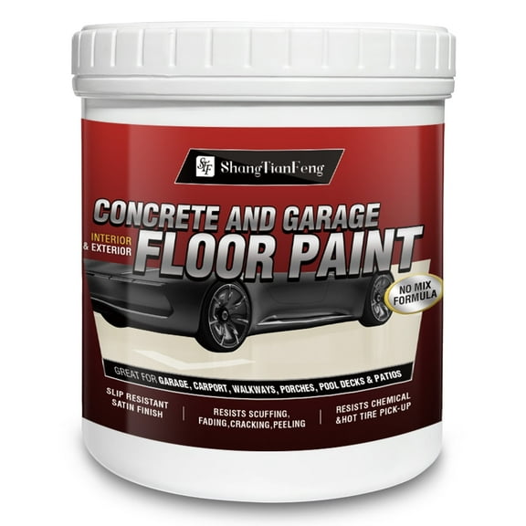Professional Garage Floor Coating Kit (1 Gallon, Off-White) | Epoxy Floor Paint for Concrete | Interior Garage/Basement/Workshop Use | High Gloss, Durable | Epoxy Floor Kit