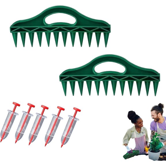 Professional Garden Dibber-Effortless Seed Planting Tool, Seed Slotter Tool, Seed Spacers Planting Tool, Planting Grid Gardening Tool, Seed Depth Measuring Tool (2set)