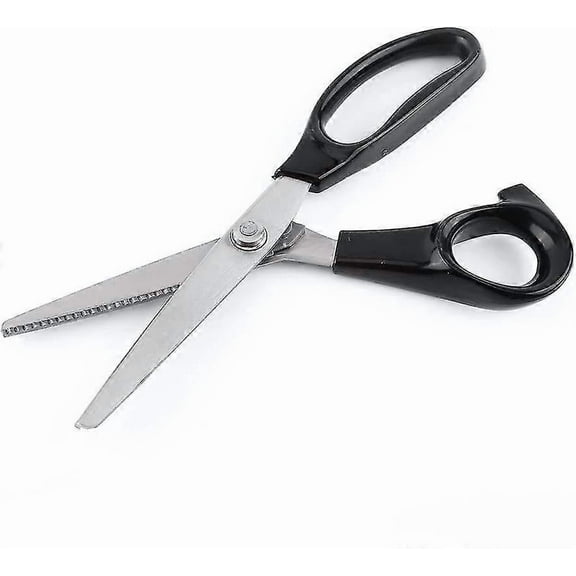 Professional Garment Sewing Pinking Scissors Fabric Crafts Decorative Round/triangle Edge Dressmaking Scissors (black) (1pcs)