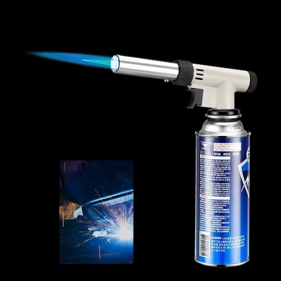 Professional Gas Blow Torch Portable Adjustable Pressure Ignition Refillable Fire Flame Gun for Outdoors Cooking Camping BBQ and Culinary Caramelizing 7.1 Inches / 18.0 cm