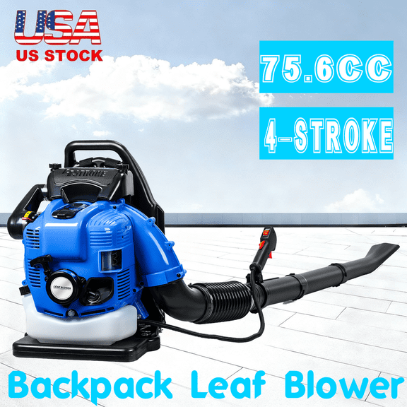Professional Gas Powered Backpack Leaf Blower – 2-Cycle High-Performance 75.6CC / 900 CFM Blower System with Comfort Design for Complete Property Maintenance