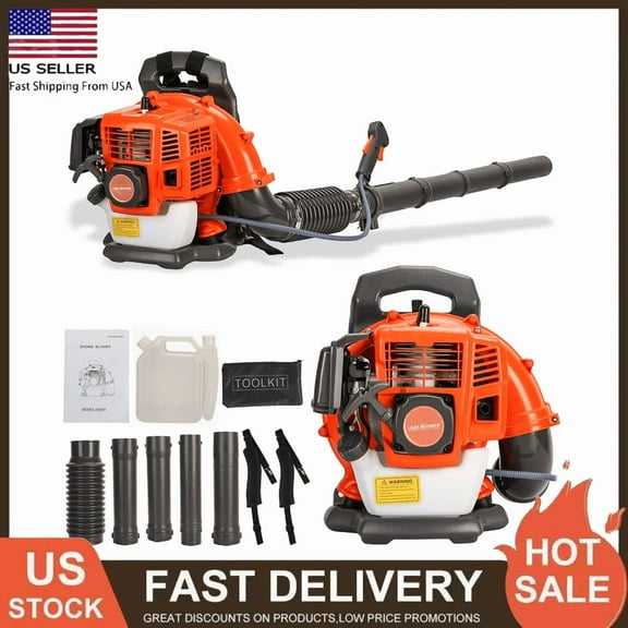 Professional Gas Powered Backpack Leaf Blower – 2-Stroke High-Performance 52CC / 550 CFM Blower System with Comfort Design for Complete Property Maintenance