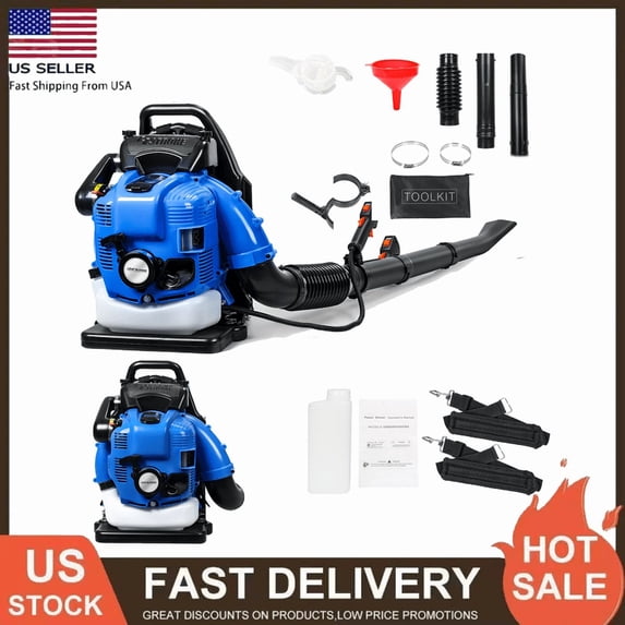 Professional Gas Powered Backpack Leaf Blower – 2 Stroke High-Performance 75.6CC / 900CFM Blower System with Comfort Design for Complete Property Maintenance