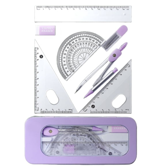 Professional Geometry Set Dawing Tool Math Protractor, Math Geometry Tool Set with Storage Box, Student Drafting Tool