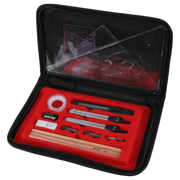 Professional Geometry Set Student Geometry Math Set with Metal Compass, Divider