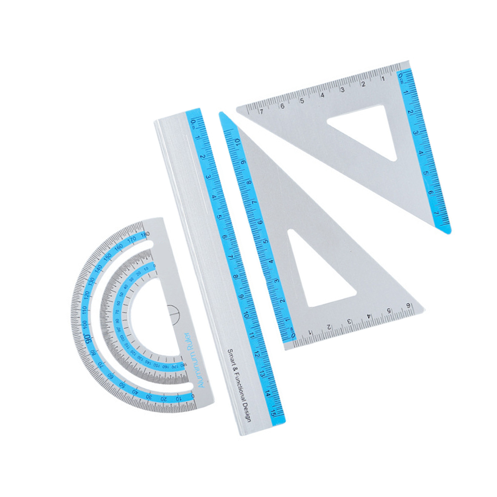 Professional Geometry Tool Set with Not Slip Edges Aluminum Rulers for ...