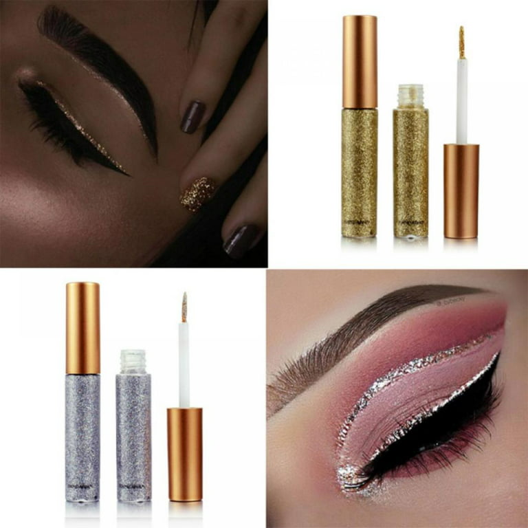 Liquid Glitter Eyeliner Metallic Shimmer Eyeshadow - Long Lasting Effect  Water Proof - Profesional Makeup Glitter for Eyes, Colorful Liquid Glitter