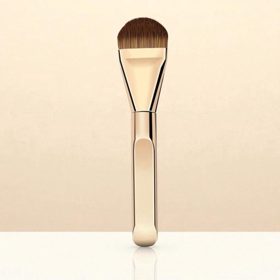 Professional Gold Liquid Cream Foundation Brush Flat Tongue Head Ultra Fine Soft Bristles for Even Application 1 Piece
