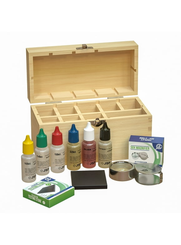Professional Gold, Silver, Platinum Jewelry Testing Kit with Stone Instructions and Box