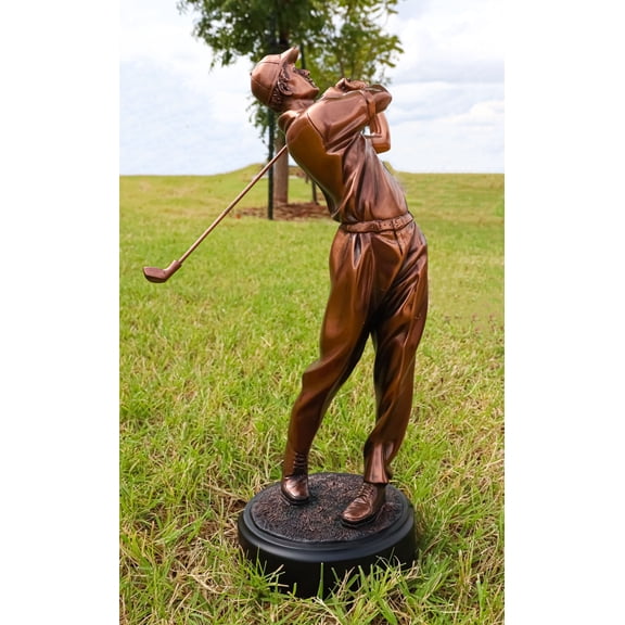Professional Golfer Swinging Golf Club Decorative Figurine With Trophy Base 9" H