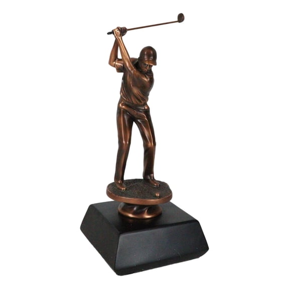 Professional Golfer Swinging Golf Club On A Tee Bronze Electroplated Statue